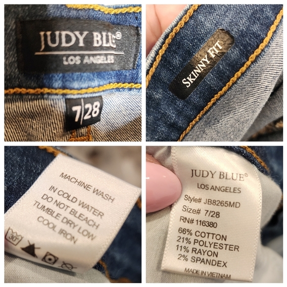 Judy Blue Stretch Denim Distressed Skinny Jeans Leopard Print Patch size 7/28 - Picture 2 of 16